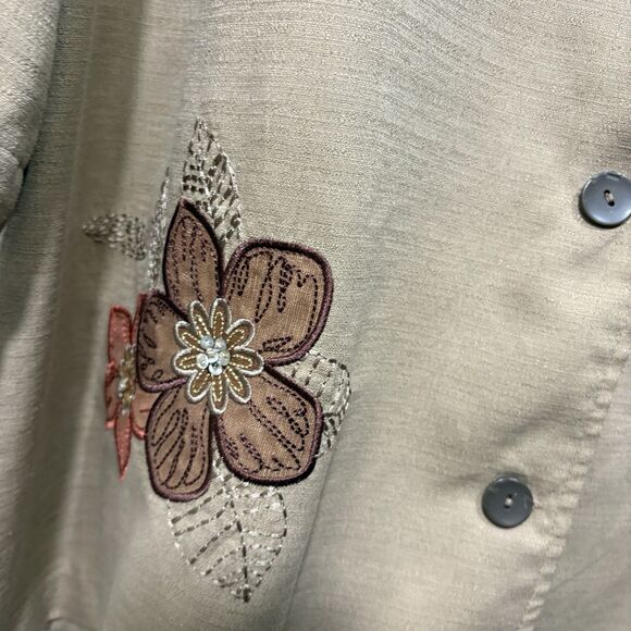 Alfred Dunner Jacket Womens 24W Floral Embroidered 3/4 Sleeve Boho Cottagecore - Picture 4 of 11